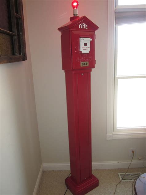 antique metal call box stand red and white|Vintage Fire Call Box for sale .